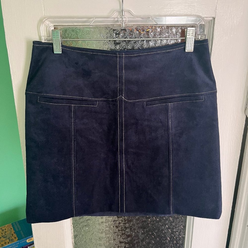 BCBGMaxAzria Faux-Suede Mini Skirt in Navy Blue